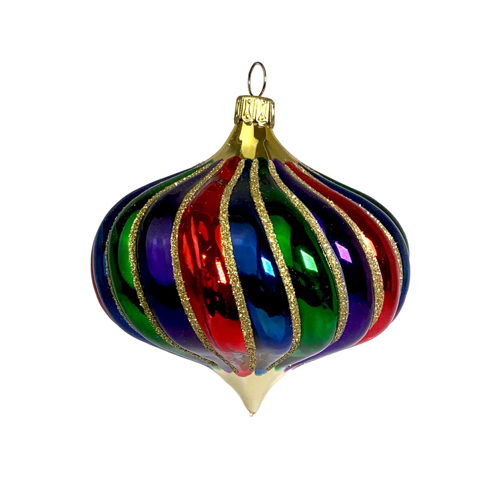 Rillenzwiebel bunt Christbaumkugel aus Glas – Christbaumkugeln aus Glas