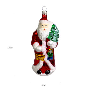 Weihnachtsmann mit Mantel rot Christbaumkugel aus Glas