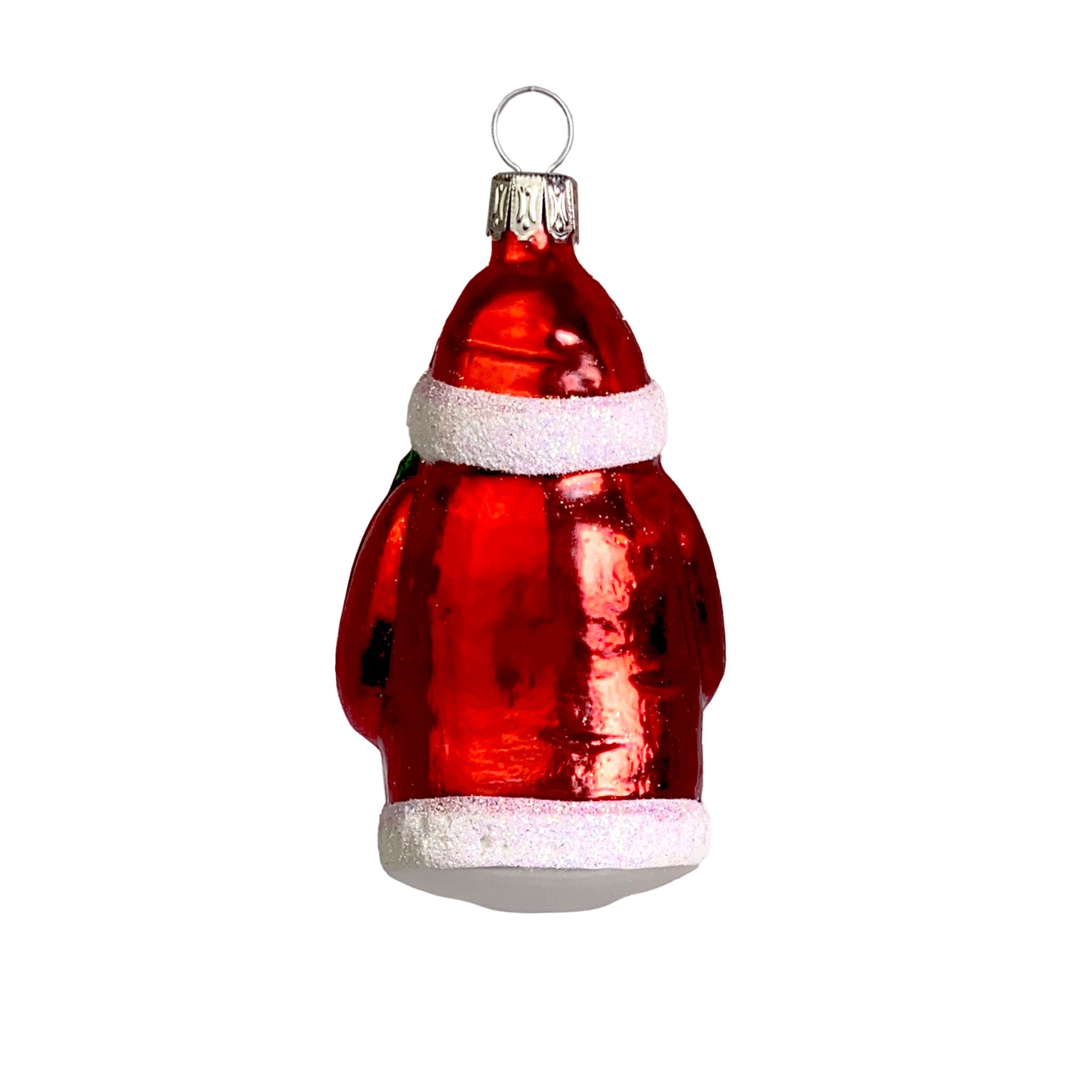 Kleiner Weihnachtsmann mit Baum rot Christbaumkugel aus Glas