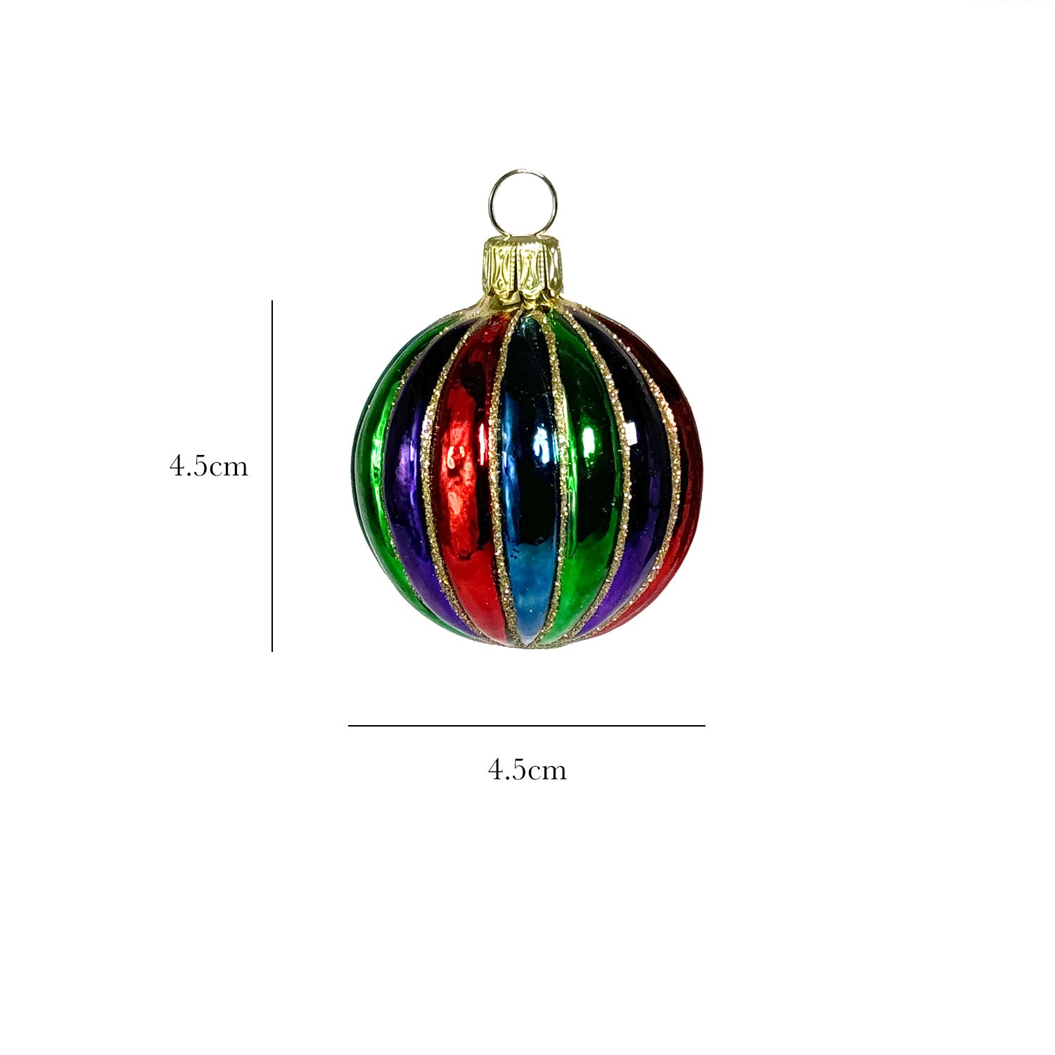 Rillenkugel bunt klein Christbaumkugel aus Glas