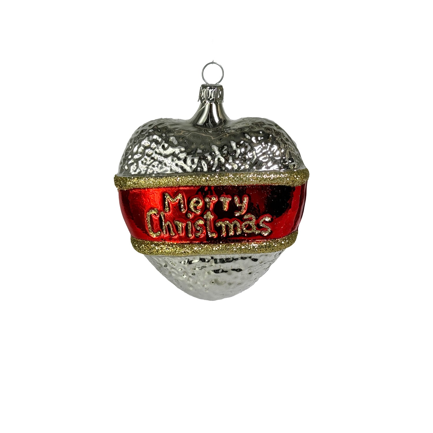 Merry Christmas Herz silber Christbaumkugel aus Glas – Christbaumkugeln aus Glas