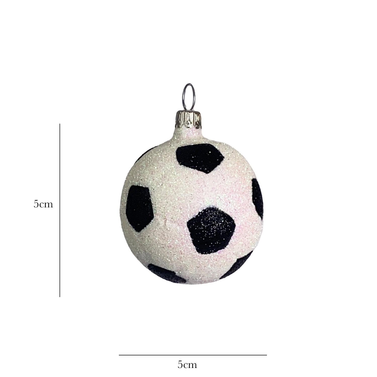 Fussball mit Glitter klein Christbaumkugel aus Glas
