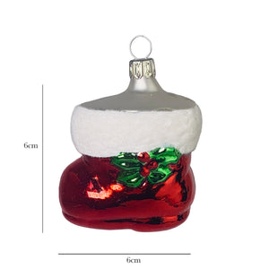 Nikolausstiefel rot Christbaumkugel aus Glas