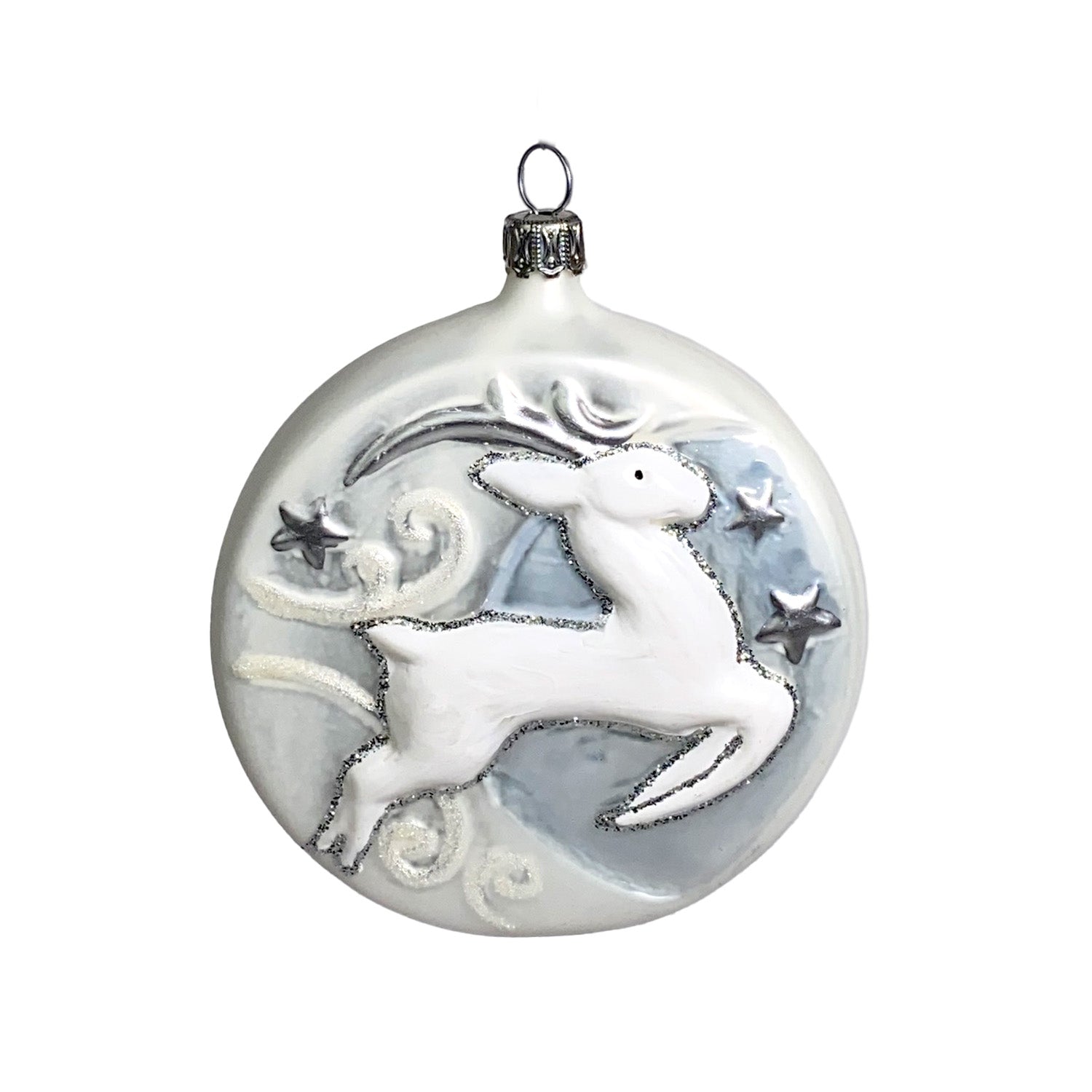 Rentiertaler silber Christbaumkugel aus Glas – Christbaumkugeln aus Glas