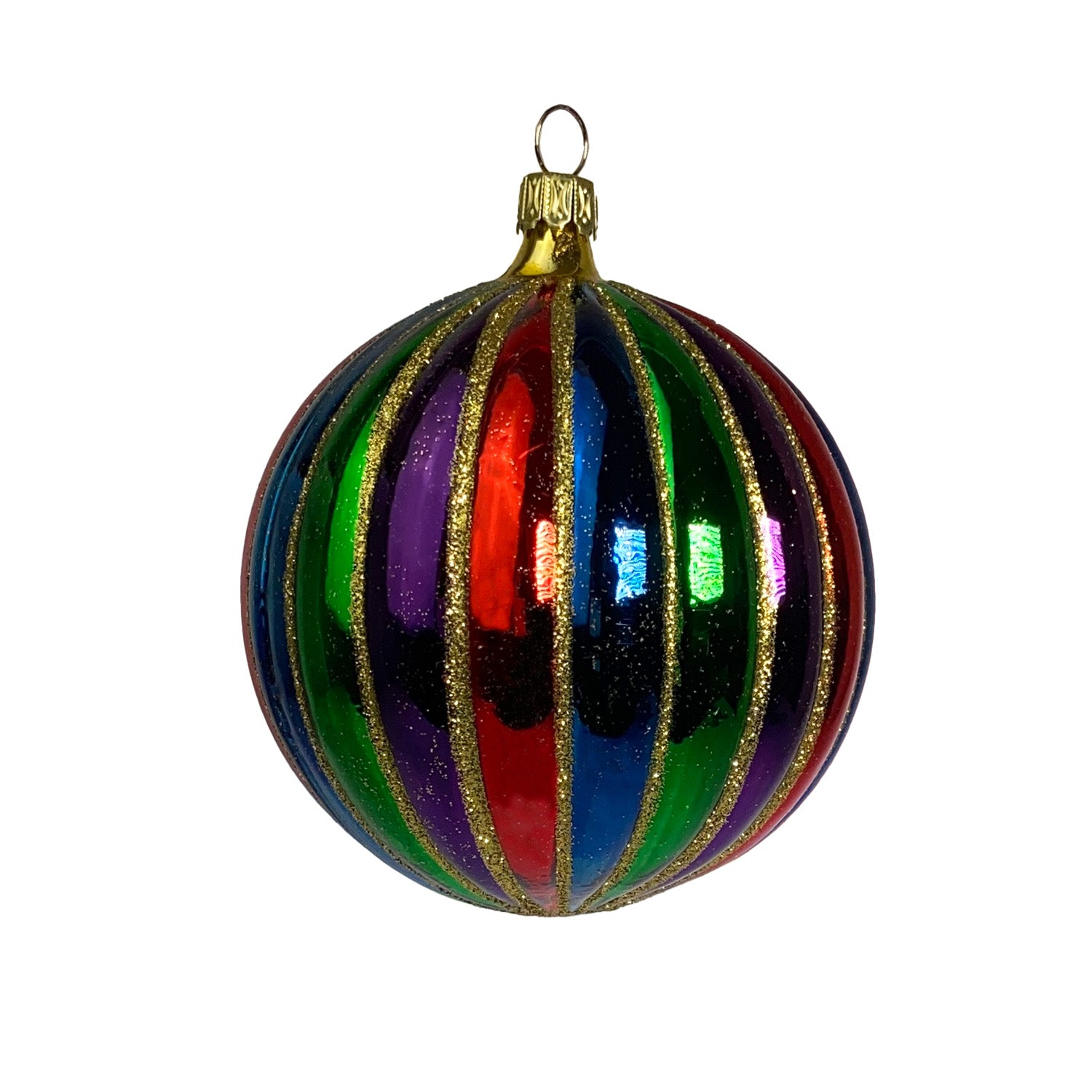 Rillenkugel bunt groß Christbaumkugel aus Glas – Christbaumkugeln aus Glas