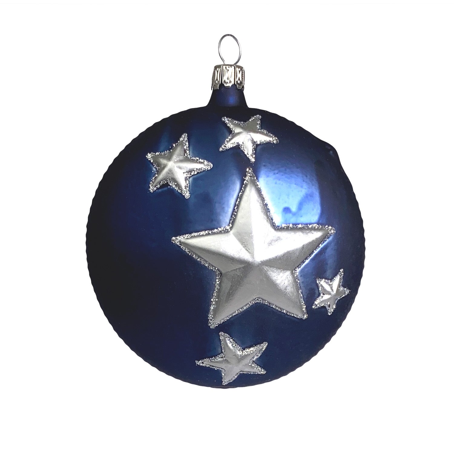 Sternentaler blau Christbaumkugel aus Glas