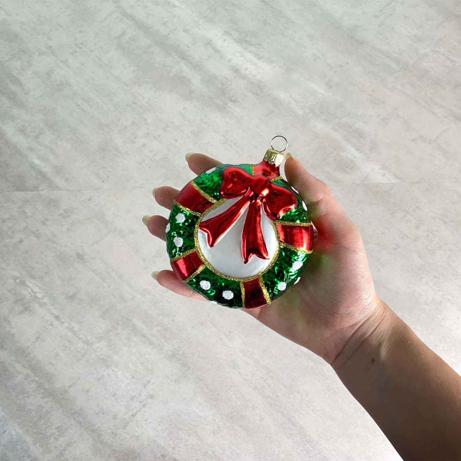 Weihnachtskranz grün Christbaumkugel aus Glas – Christbaumkugeln aus Glas