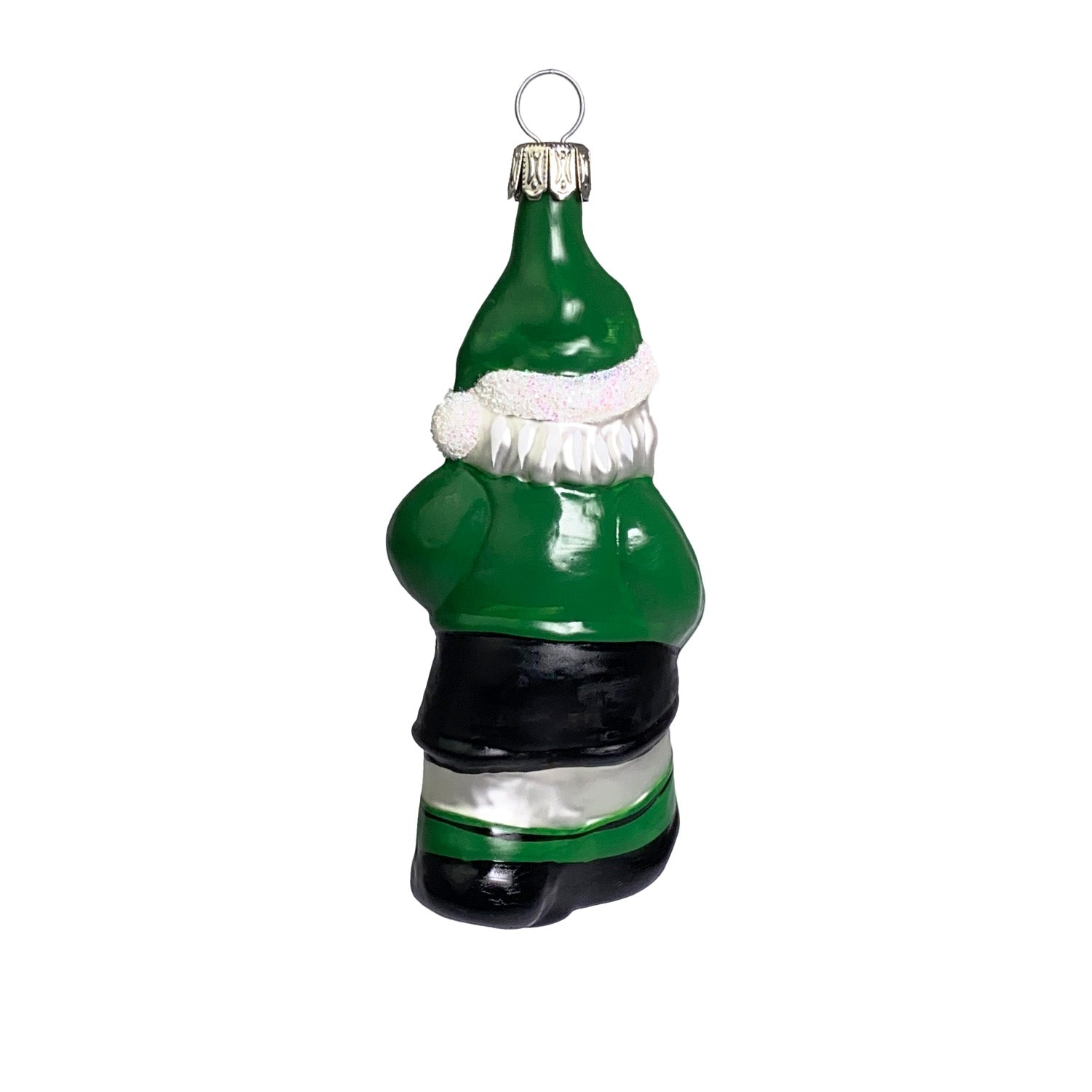 Weihnachtsmann mit Fussball grün Christbaumkugel aus Glas