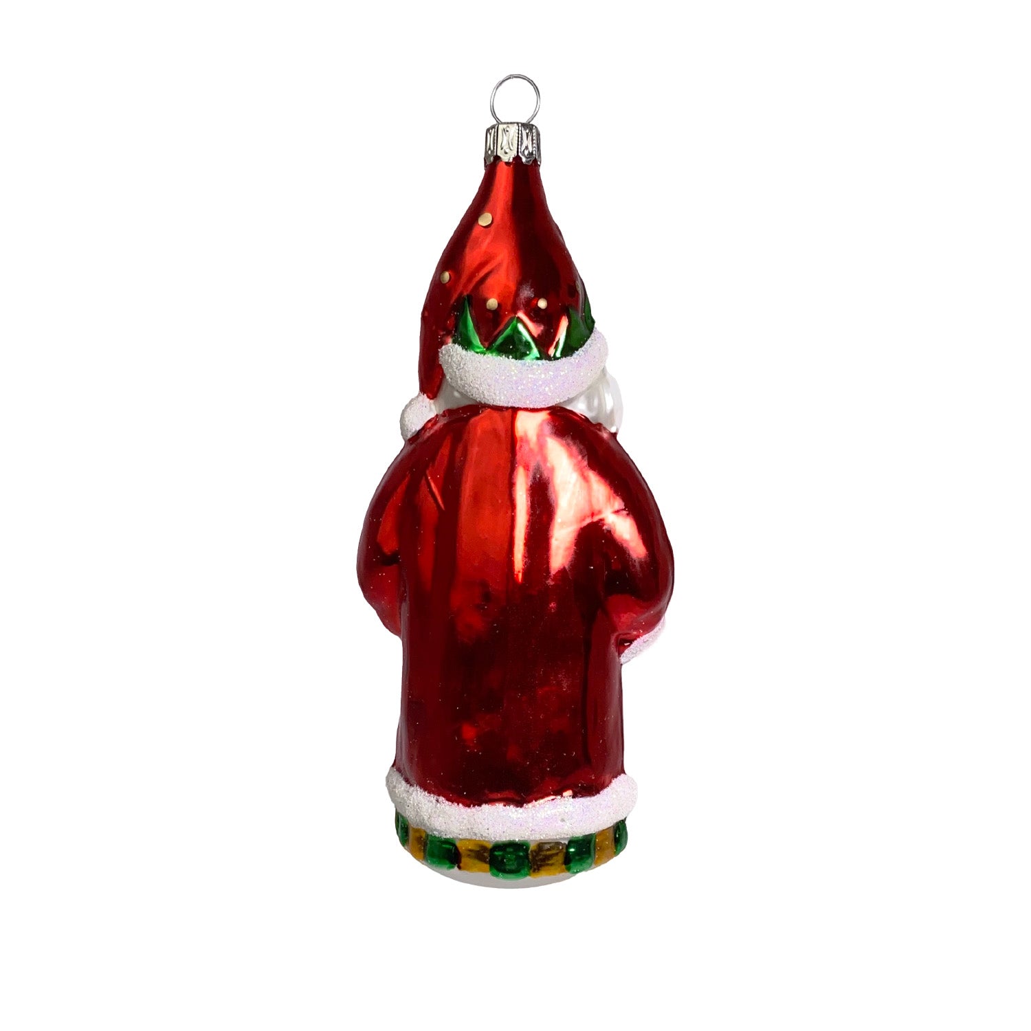 Weihnachtsmann mit Stern rot Christbaumkugel aus Glas