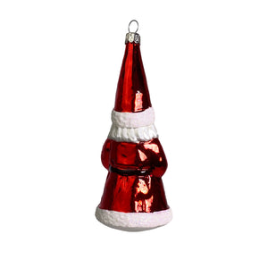 Weihnachtsmann mit Laterne und Spitzhut rot Christbaumkugel aus Glas