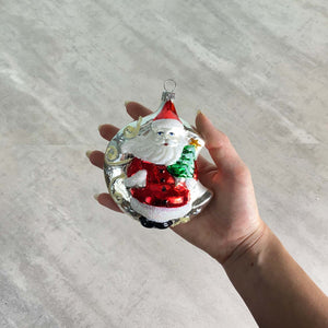 Weihnachtsmanntaler rot Christbaumkugel aus Glas