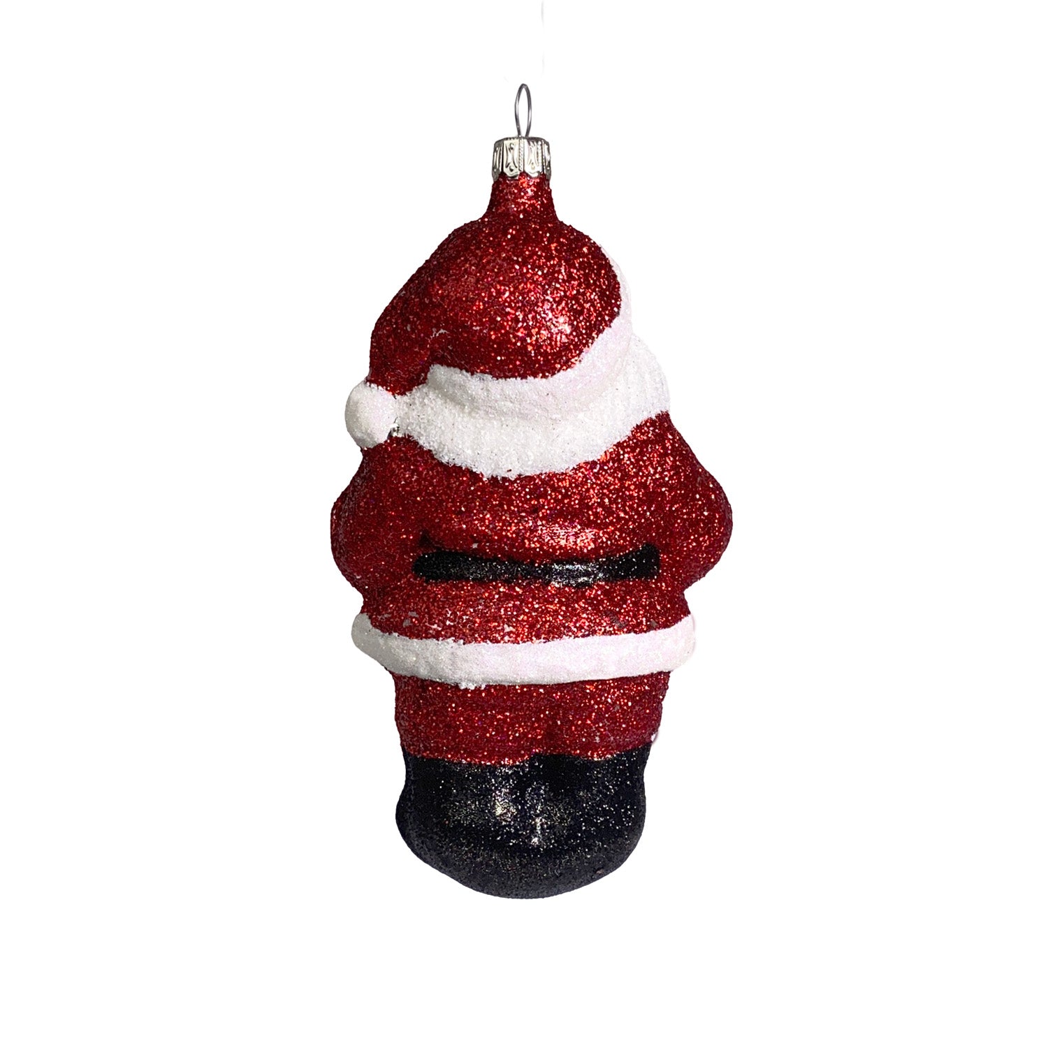 Großer Weihnachtsmann mit Glitter rot Christbaumkugel aus Glas