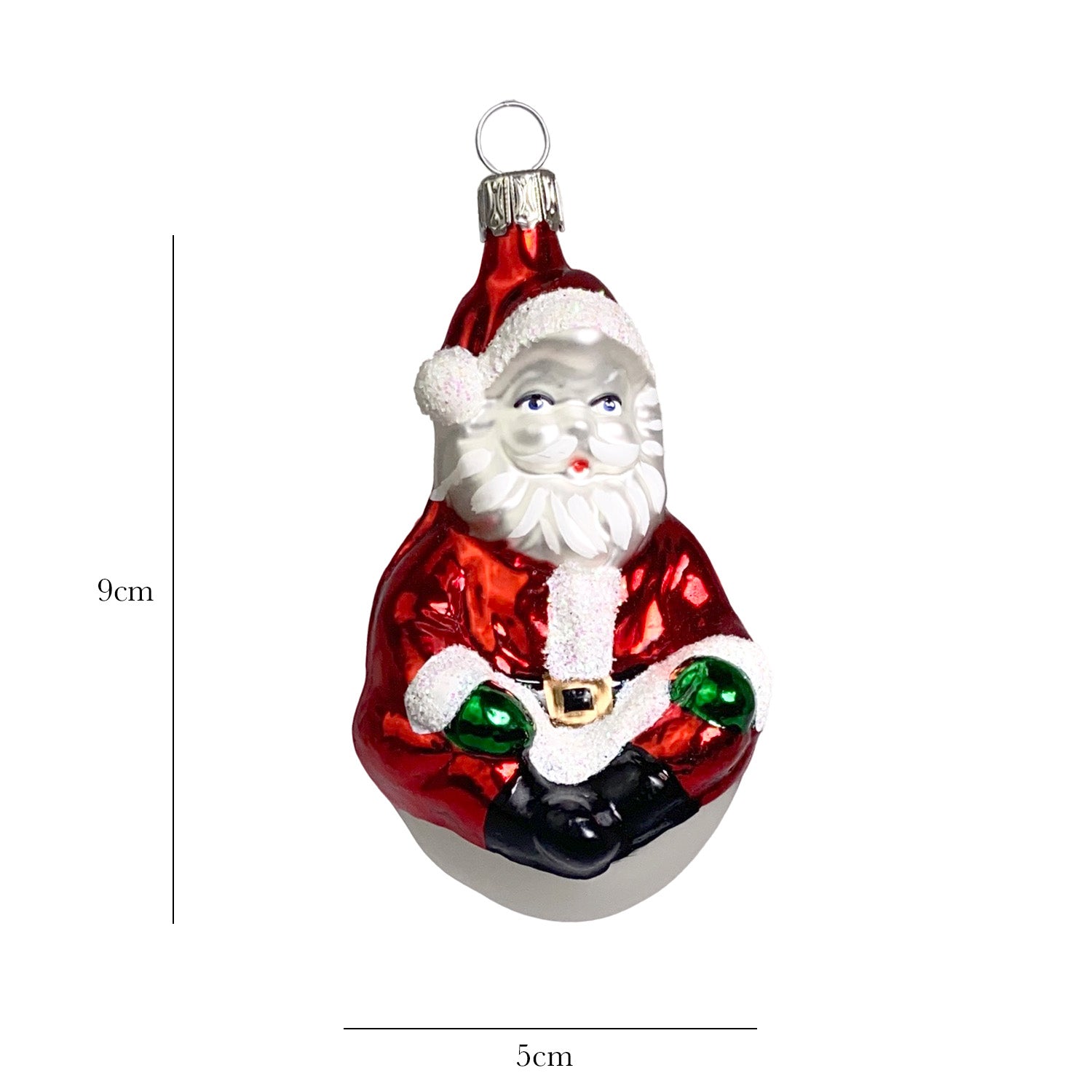 Weihnachtsmann sitzend rot Christbaumkugel aus Glas