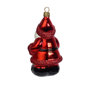 Weihnachtsmann mit Glocke rot Christbaumkugel aus Glas