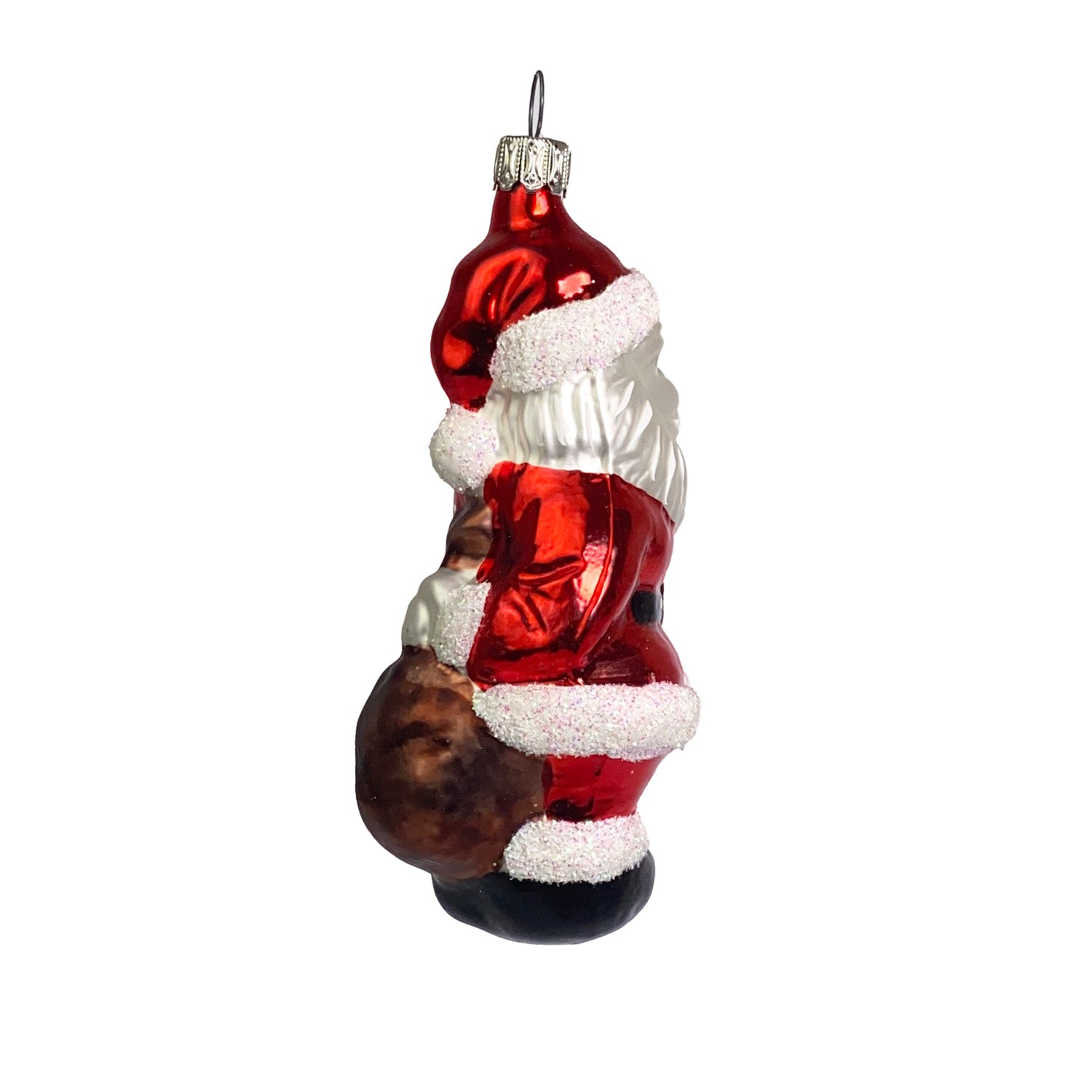 Großer Weihnachtsmann mit Baum Christbaumkugel aus Glas