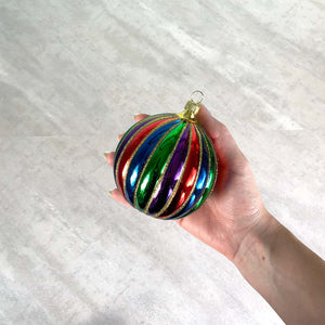 Rillenkugel bunt groß Christbaumkugel aus Glas – Christbaumkugeln aus Glas