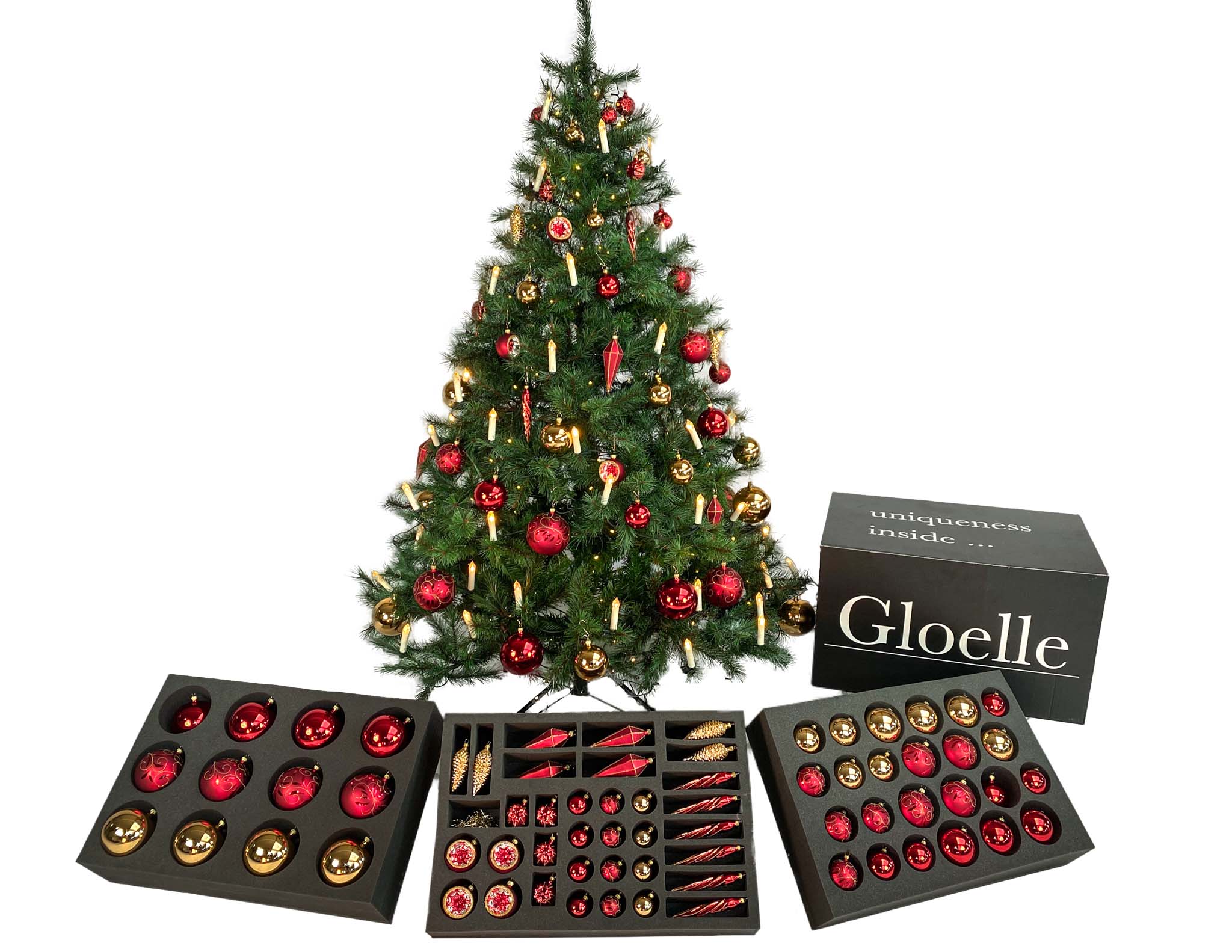 Glow Glas Christbaumkugeln Satin Box - Box – Gloelle 70-teilige aus Christbaumkugeln