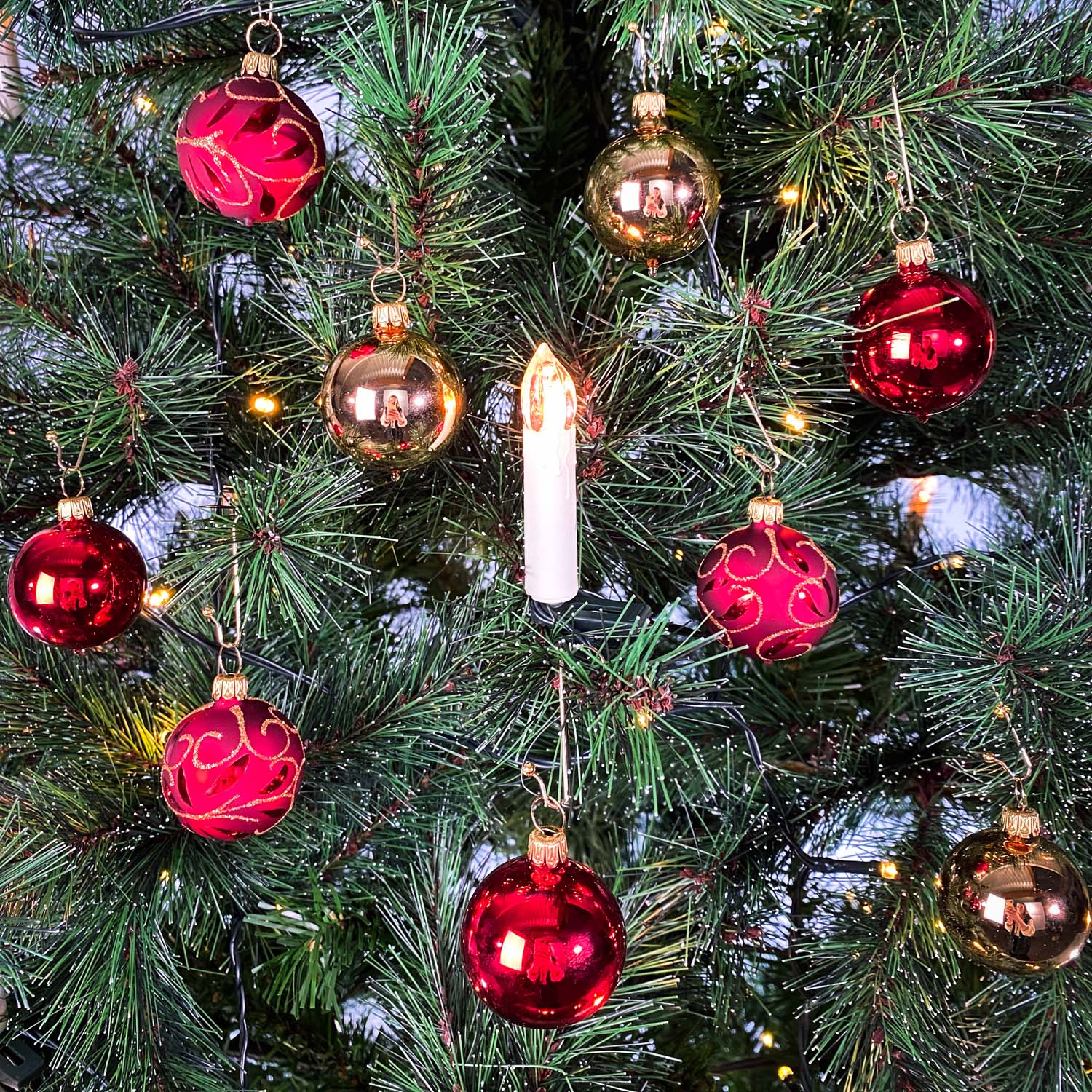 4cm Christbaumkugeln Golden Merlot - Mini Gloelle Box im 9er Set –  Christbaumkugeln aus Glas
