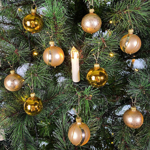 4cm Christbaumkugel gold matt mit Twistbemalung - Satin Glow
